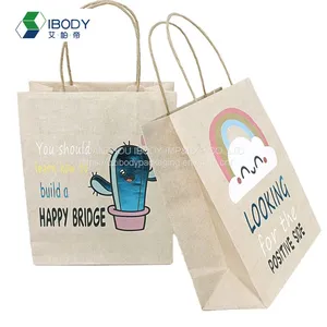 Custom Logo White Brown Kraft Paper Shopping Bags for GiftHot Sale Products thumbnail-1