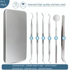 Stainless Steel 6PCS Dental Tools Set Adult Oral Dental Hygiene Set With Dental Tweezers thumbnail-2