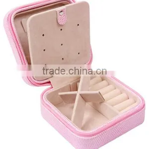 Small Pink Faux Leather Travel Jewelry Box Organizer Display Storage Case thumbnail-3