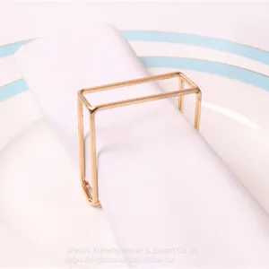 Popular Modern Style Simple Metal Square Shaped Napkin Ring thumbnail-2