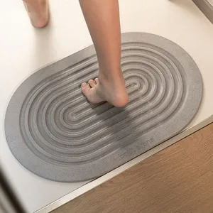 Comfortable Absorbent Special Wave Engraving Diatomite Stone Bath Mat Manufacturer thumbnail-5