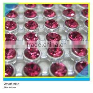 Hotfix Strass Mesh Ss6 2mm AB Crystal Silver Aluminum Metal Mesh 32x120cm Roll thumbnail-3