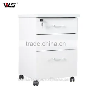 Wooden Top Steel Frame 3 Drawer Pedestal With Wheels thumbnail-2