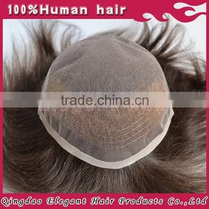 Qingdao Factory Bleached Knots 100% Human Hair Swiss Lace Toupee thumbnail-5