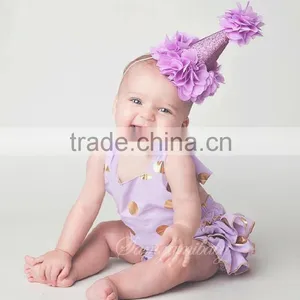 2016 Summer New Arrivals Girl Gold Stamp Dot Rompers Infant Toddlers Cotton Jumpsuits With Three Colors thumbnail-2