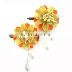 Yellow Silk Flower Hair Accessories thumbnail-1