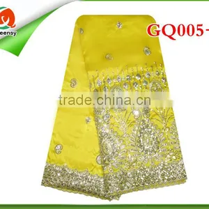 High Quality Fashion African George Fabric, Raw Silk George Lace Embroidery Fabric for Party Wedding Dress GQ005 thumbnail-1