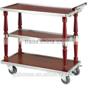 Three Layers Wood Tea Trolley, Antique Wooden Serving Trolley thumbnail-3