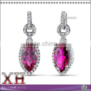 LAB-CREATED RUBY STERLING SILVER VINTAGE MARQUISE EARRINGS thumbnail-1
