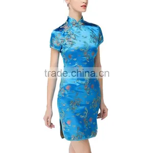 Modern Chinese Sexy Qipao Party Gowns With Sleeves Wholesale Plus Size Cotton Club Dresses Quality Choice Most Popular thumbnail-4