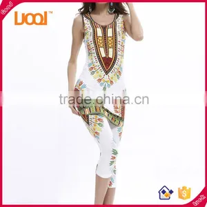 Women Summer Dashiki African Design Printed Tank Top Vest Plus Size Slim Pants Quality Choice thumbnail-1