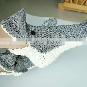 Funny 100% Cotton Pure Handmade Women Crochet Shark Socks thumbnail-1