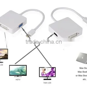 Hotest 1pc 3 in 1 Mini DP Displayport Thunderbolt to HDMI DVI VGA Adapter for MacBook Good Quality thumbnail-6