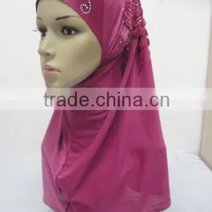 H310 Latest Instant Hijab With Lace and Rhinestones,muslim Scarf thumbnail-5
