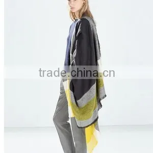 Stripe Infinity Scarf - Cotton Jersey Knit - Wide Stripe Scarf, Blanket Scarf, Oversized Plaid Tartan Pashmina thumbnail-4