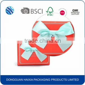 Glossy Lamination Paper Wedding Invitation Box With Bow thumbnail-1