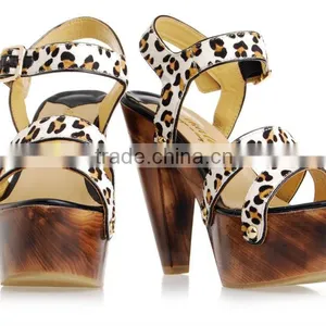 Women Models Horse Hair Wedged Designers Girls Block Heel Sandals thumbnail-1