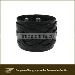 Wholesale Custom Quality Pure Leather Black Braided Bracelets for Men thumbnail-1