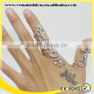 Novelty Antique Silver Rose Flower Shaped Double Ring thumbnail-2