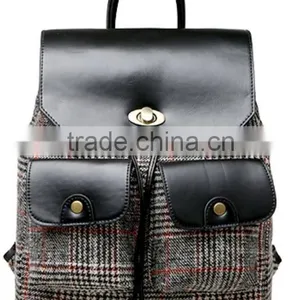 2015 Classical Canvas Backpack With Leather Bottom thumbnail-1