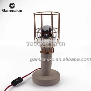 E27 Vintage Concrete Table Lamp Concrete Desk Lamp With Copper Cage Lampshade Quality Choice thumbnail-3