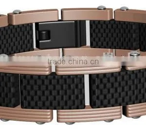 Customer Mens Gold Black Power Element 316L Stainless Steel Bracelet With 2K Carbon Fiber thumbnail-6