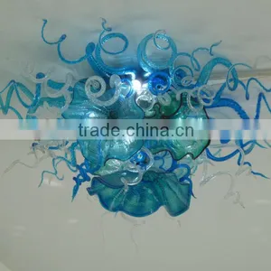 Hot Selling Hand Blown Art Blue Color Chihuly Style Murano Glass Ceiling Chandelier thumbnail-1