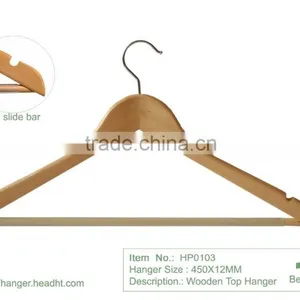 HH Brand Premium Solid Natural Wood Coat Suit Hanger With Ribbed Bar thumbnail-2