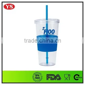 24oz Single Wall Plastic Drinking Mug With Lid and Sleeve thumbnail-5
