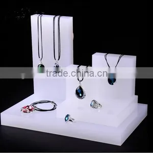 White Acrylic Jewellery Display Block Stand thumbnail-1