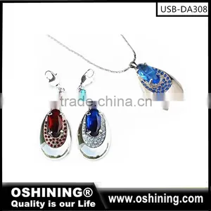 2016 Reality Capacity Crystal USB Stick Jewelry USB Flash Drive Free Sample (USB-DA308) thumbnail-1