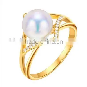 925 Silver New Design White Gold Pearl Ring Designs Engagement Finger Rings thumbnail-1