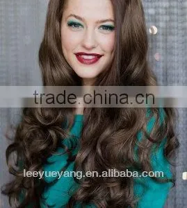 High Quality Dark Brown Fluffy Loose Wavy Synthetic Lace Front Wig thumbnail-1