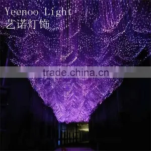 1.8*1.8m Square Dreamlike Fiber Optic Chandelier for Corridor Lighting thumbnail-1
