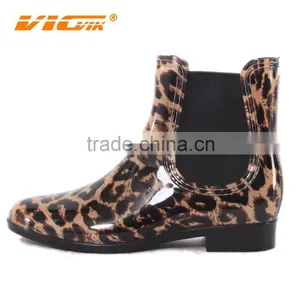 New Design Leopard Printing PVC Ladies Fashion Rain Boots thumbnail-1