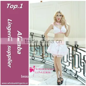 Spandex / Ployester White Sexy School Girl Photo Costume Wtih Short Lace Skirt thumbnail-1
