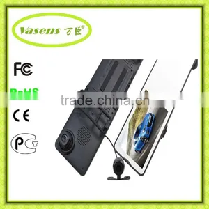 Loop Recording HD 1080p 5'' Dual Lens Recorder Mirror Vehicle DVR Dash Cam Rearview Car Camera thumbnail-1