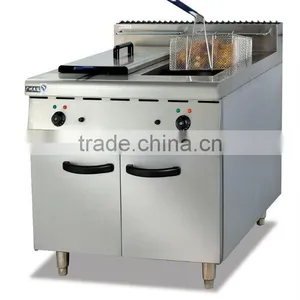 Stainless Steel Electric Fryer (2-tank&2-basket) With Cabinet (DF-885) thumbnail-1