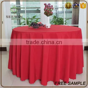 Cheap Elegant Polyester Fabric Washable Round Fitted Size Vinyl Tablecloth thumbnail-1