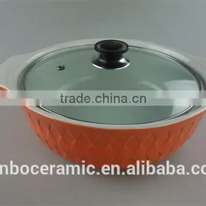 AB Grade Wholesale Stock Glazed Ceramic Casserole With Glass Lid,soup&stock Pot thumbnail-6