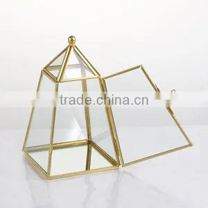 Handmade Modern Artistic Clear Glass Geometric Terrarium Four-surfaces Diamond Succulent Fern Moss Plant Terrarium thumbnail-1