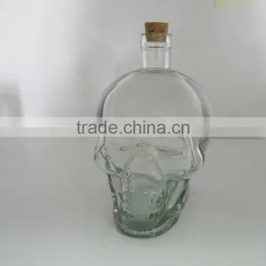 Wholesale Airtight Skull Head Glass Water /juice /beer Bottle With Lid thumbnail-1
