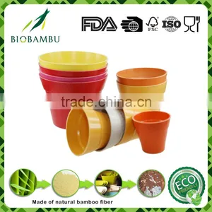Best Selling Items License Bright Colored Bamboo Fiber Flower Pots thumbnail-3