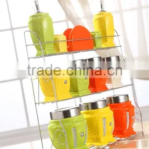 Colour Ceramic Canister Set With Stainless Metal Stand thumbnail-3