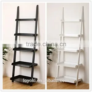 MDF Wood Display Rack High Quality 5-tier Leaning Ladder Book Shelf thumbnail-1