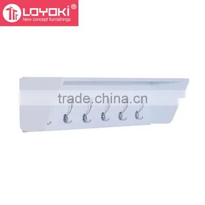 2016 High Quality Floating Entryway Shelf and Coat Rack MDF Wood Wall Shelf With 6 Hooks Wall Display Key Holder Wall Shelf thumbnail-1