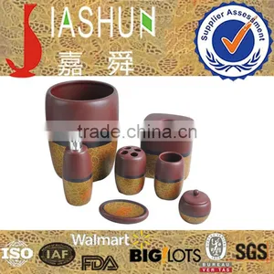 7 PC Chocolate Glaze With Gorgeous Decal Design Ceramic Bathroom Set thumbnail-1