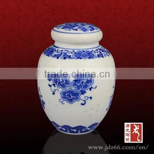 Antique Chinese Blue and White Tea Caddy Large Ceramic thumbnail-1