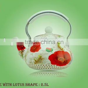 Enamel Kettle With Lotus Shape thumbnail-1