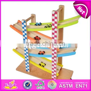2017 New Design 4 Levels Funny Kids Wooden Race Track Toy W04E053 thumbnail-1